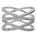 Impression Collection Double X Rings Cross Criss Trendy Fashion Statement Clear CZ Cocktails Gold Plated Size 6-10