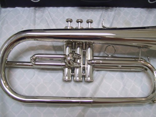 Flugelhorn with case and mouthpiece, silver