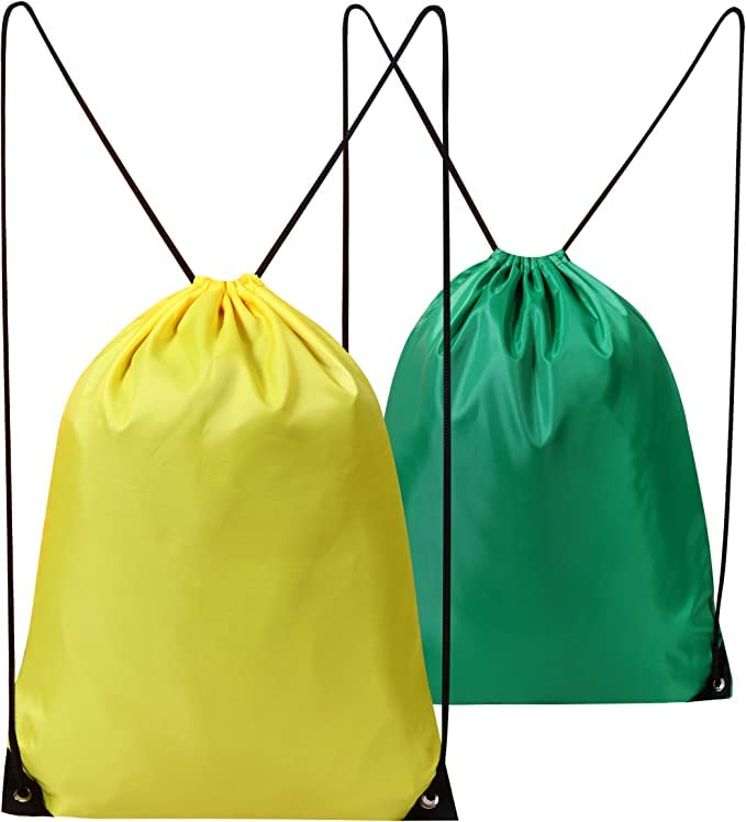 Drawstring Gym Bag 2PCS String Bags Gym Sack Backpack PE Bags for Women Men Trainer Swimming Bag Travel Beach School Holidays Suitable for Sports,kids,Boys,Girls (Yellow and Green)