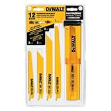 DEWALT Reciprocating Saw Blades, Bi-Metal Set with Case, 12-Piece (DW4892)