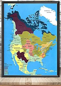 The Native Indians of North America Native American Map Vertical Poster and Canvas Wall Art Farmhouse Sign Birthday Housewarming Gift