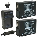 Wasabi Power Battery (2-Pack) and Charger for Panasonic DMW-BLC12, DMW-BLC12E, DMW-BLC12PP and Lumix DMC-FZ200, DMC-FZ300, DMC-FZ1000, DMC-FZ2500, DMC-G5, DMC-G6, DMC-G7, DMC-GX8, DMC-G85, DMC-GH2