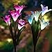 [4 Pack] Solar Garden Lights with 16 Lily Flowers | Color Changing LED Solar Stake Lights for Garden, Patio, Path, Backyard