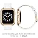 Simpeak Band for Apple Watch with Case 42mm, Genuine Leather iWatch Band Replacement Strap with Metal Apple Watch Case for 42 mm Apple Watch Series 3 Series 2 Series 1, White