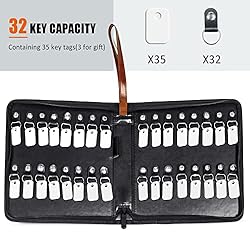 Portable Zippered Key Case, Leather Key Organizer