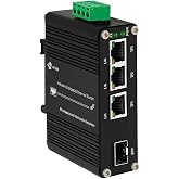 3 Port Hardened Industrial Gigabit Din Rail Switch,10/100/1000Mbps Ethernet Switch Din Rail 24V,8Gbps Switching Capacity,IP40 Rated Unmanaged Network Switch(-40~80&deg;C)