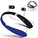 Dostyle Bluetooth Headset, Wireless Bluetooth Stereo Headphones Headsets Neckband Foldable Sweatproof with Retractable Earbuds with Microphone(Blue)