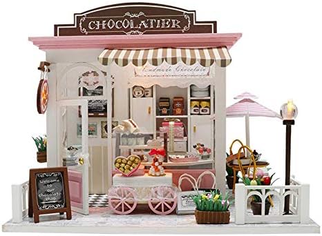 Poetryer DIY dollhouse miniature house kit with furniture LED lights realistic ideal gift for friends, children and family in Christmas, Valentine's Day