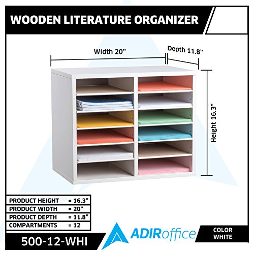 AdirOffice Wooden Literature Organizer Sorter Stackable File Mail