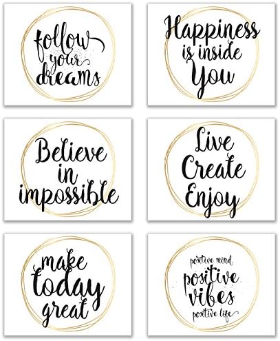 Infinity Creations Inspirational Wall Art: Phrases of Zen/Wisdom-Set of 6 Unframed Glossy Photos (8"x10")