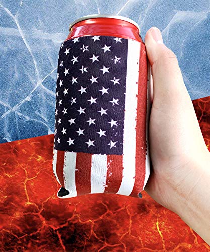 Can Coozies 6 Pc USA Flag Can Cooler Sleeve Bulk for Can and Bottle 12 oz