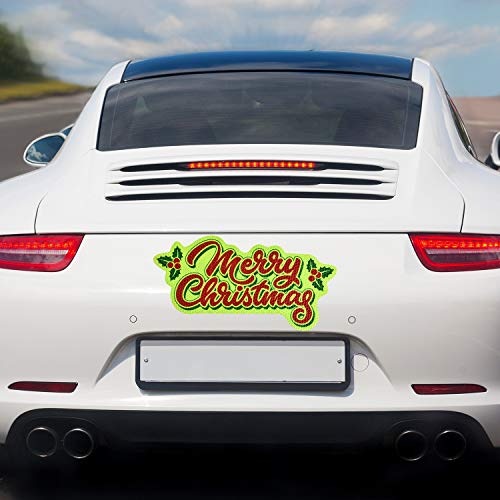 Bright Reflective Christmas Car Magnet Decorations Set, Large Merry Christmas Sign Car Magnet Reflective Decal for Car Fridge Garage Mailbox Vehicle Xmas Holiday Décor(Merry Christmas Sign), 3pack - Thumbnail 6