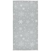 Gray Winter Snowflake Hand Bath Fingertip Towel Grey Christmas Kitchen Towel Xmas Snow White Bathroom Faucet Towel Set Highly Absorbent SPA Gym Shower Towels 16x30 Inch Holiday Decorations