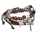 WILD-WIND (TM Christmas Cross Pendant Vintage Wooden Cube Beads Plate Amulet Adjustable Bracelet