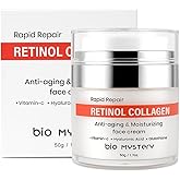 Retinol, Collagen, Hyaluronic Cream with Vitamin C & Glutathione – Lightweight Daily Moisturizer for Face & Neck – Hydrating Day & Night Fine Lines and Wrinkles | Anti Aging Cream – 50gm / 1.7 fl.oz