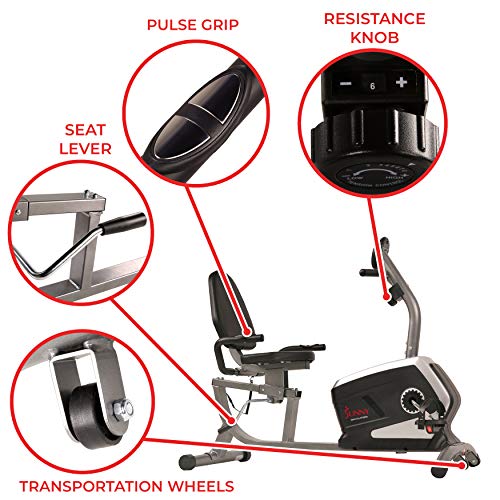 Sunny Health & Fitness Magnetic Recumbent Bike Exercise ...