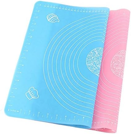 HOCUS™ Silicone Baking Mat with Measurements for Rolling Dough, 100% Food Grade Silicone Non Stick Non Slip Large Pastry Sheet Colorful Mat for Making Pizza, Pie (19.5" x 15.5", Blue)