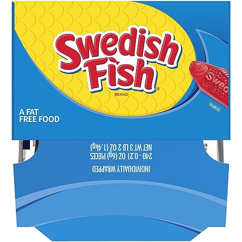 SWEDISH FISH INDIVIDUALLY WRAPPED SOFT & CHEWY CANDY, BULK CANDY, 240 COUNT BOX