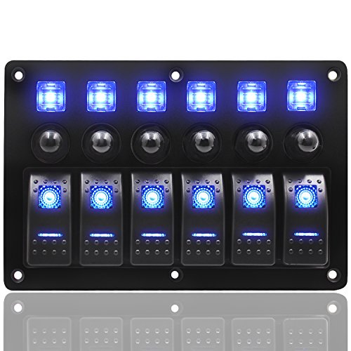 FXC Waterproof 6 Gang Rocker Switch Panel 12V/24V Circuit Breaker LED Rocker Indicator for RV Car Marine Boat Â¡Â­ Â¡Â­