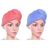 Uarter Hair Turban Towel Twist Wrap Fast Drying Absorbent Microfiber Dry Hair Cap for Bath, Spa, Makeup 23.4 * 9.8inch (2 Pack)