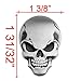 3D Chrome Dark Grey Skull Demon Bone Emblem Decal Sticker Fairing Fender Motorcycle Sport Bike