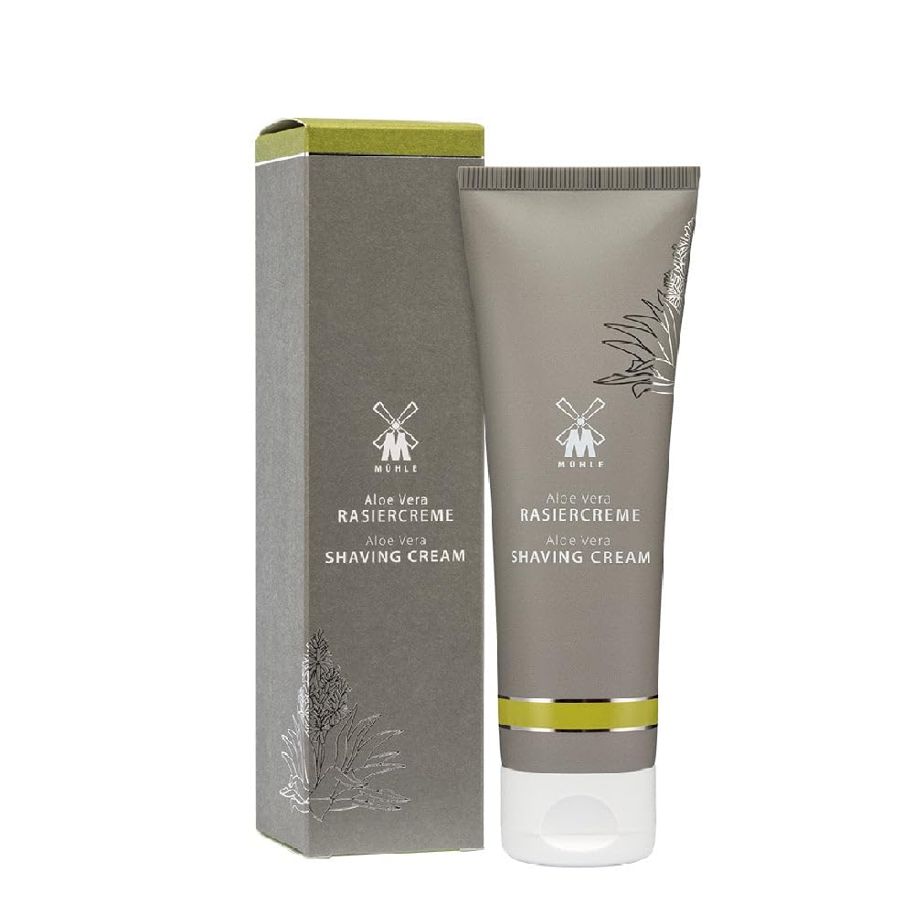 MÜHLE Aloe Vera Shaving Cream Tube | creates a rich lather for a smooth shave | luxury shave cream to soften & moisturise | 75ml
