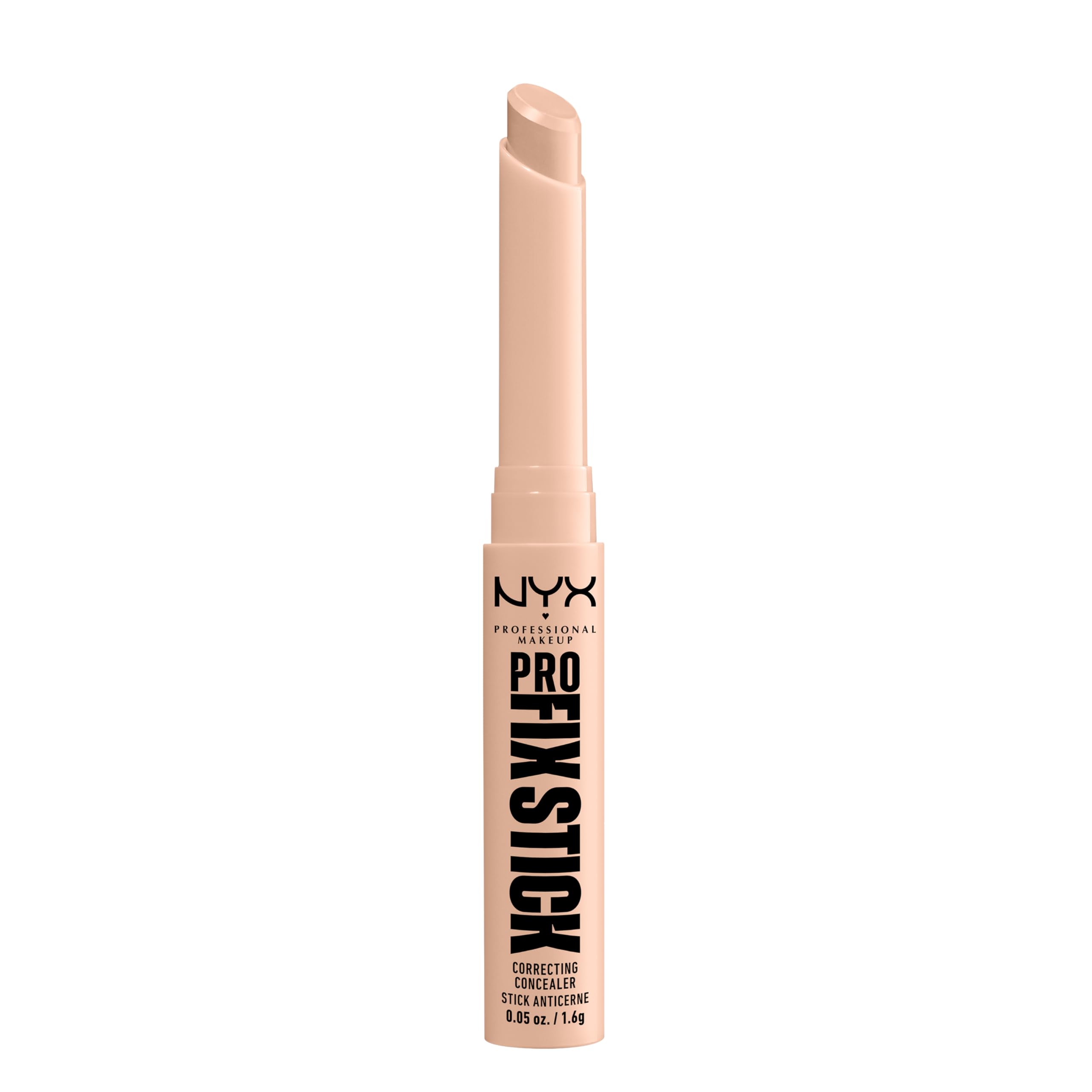NYX Professional Makeup Correcting Concealer Stick, Covers Blemishes, Dark Spots and Discolouration, 12H Wear, Infused with Hyaluronic Acid, Vegan Formula, Pro Fix Stick, Light