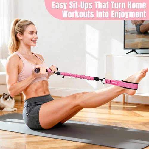 Upgraded Multifunction Pedal Resistance Band with Handle, 3 Tube Adjustable Resistance Bands for Abdomen, Waist, Arm, Core/ABS, Leg Workout - Sit Up Exercise Equipment & Pilates Set for Women