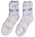 Trimfit Little Girls Microfiber Fuzzy Printed Cozy Socks 4-Pack White-Pink-Purple-Blue (XS / 5-7 sock / 6-11 shoe size