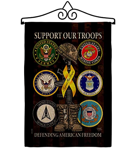 United We Support Burlap Garden Flag - Set Wall Hanger Armed Forces Service All…