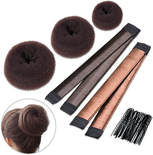 6 pcs Hair Bun Maker Tingtio Hair Donut Bun Shaper Maker Tool Set with 3 Pcs Donut Bun Maker,2 Pcs Magic French Twist Hairstyle Clip and 1 Bag Hair Pin for DIY Hair Styling Hairstyle for Women Girls