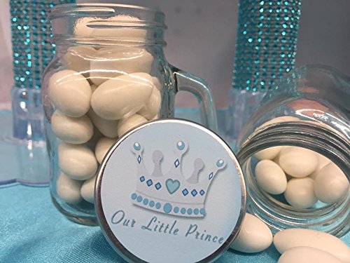 10 Mini Mason Glass Baby Shower Favors Little Prince Party Favors