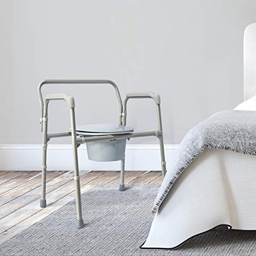 OasisSpace Bariatric Bedside Commode 650lb Folding 3 in 1 Toilet Seat