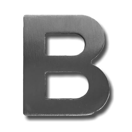 Individueller Metall-Buchstabe “B” aus gebürstetem Edelstahl – Höhe 4cm – Hausnummer, Zimmerbeschriftung, Bürobeschriftung, T