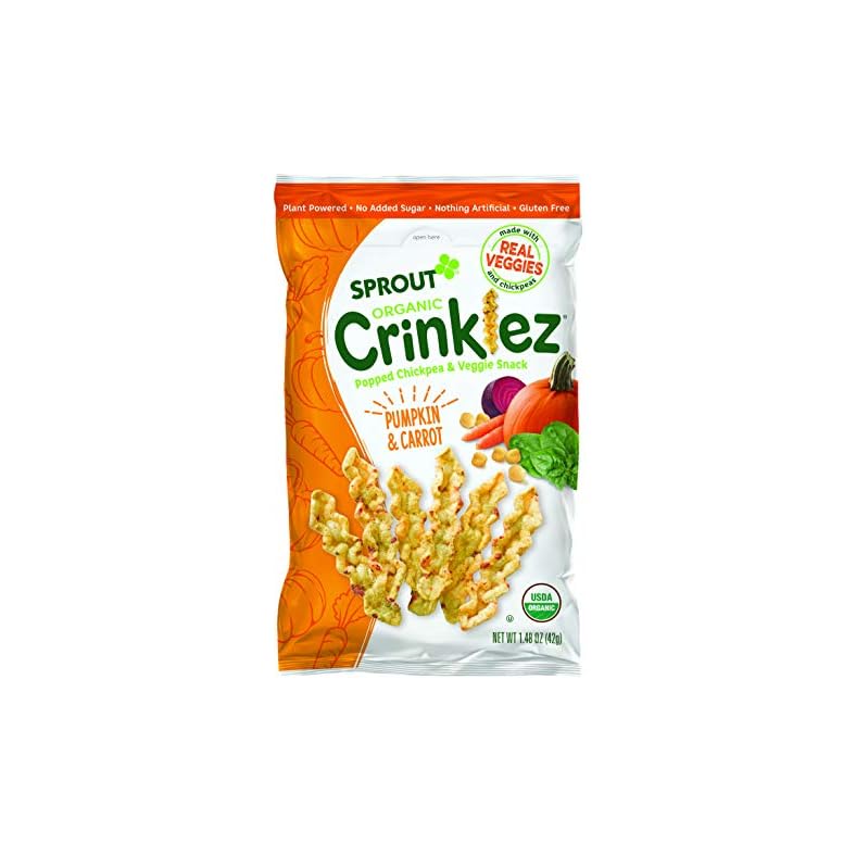 Sprout Organic Baby Food, Stage 4 Toddler Veggie Snacks, Pumpkin Carrot Crinklez, 1.5 Oz Bag (1 Count)