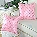 Euphoria CaliTime Pillow Cover Faux Silk Pink Ground Three-tone Diamonds Lattice Geometric Chain Embroidered 18