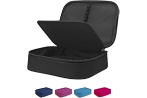 Estojo Escolar Box Grande Infantil Organizador Para Lapis Feminino Masculino Nylon Com Divisoria Necessarie Ziper Resistente Marca Calmfy - Preto