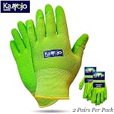 Kamojo Bamboo Gardening Gloves Women Men - Puncture Resistant Gloves 95% Rayon Derived from Bamboo & 5% Spandex - (2-Pairs, Medium)