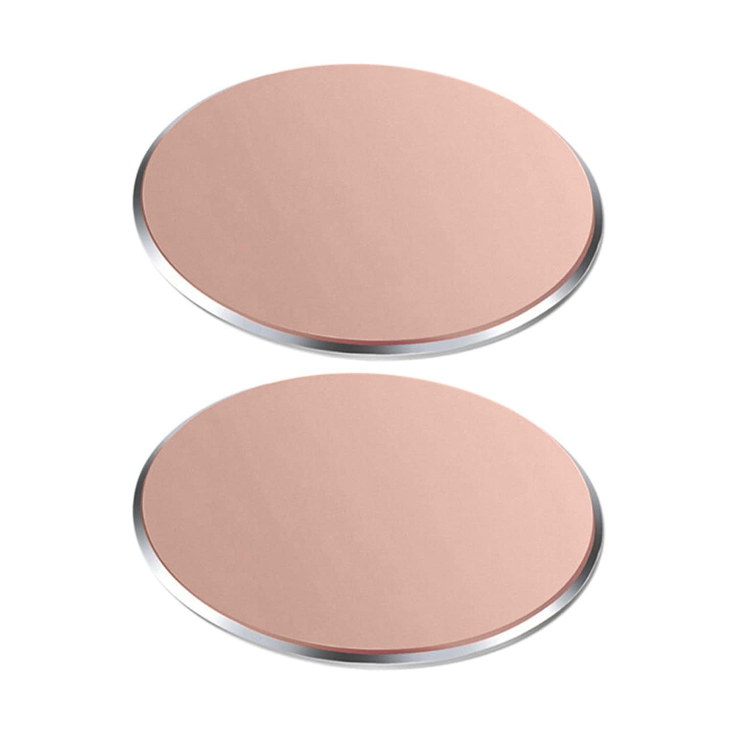 SALEX Replacement Rose Gold Metal Plates Set for Magnetic Car Phone Holders, Wall & Air Vent Mounts, Cases, Magnets. Kit of 2 Cute Pink Round Iron Discs without Holes. 3M Adhesive Backing. 2 Pack.