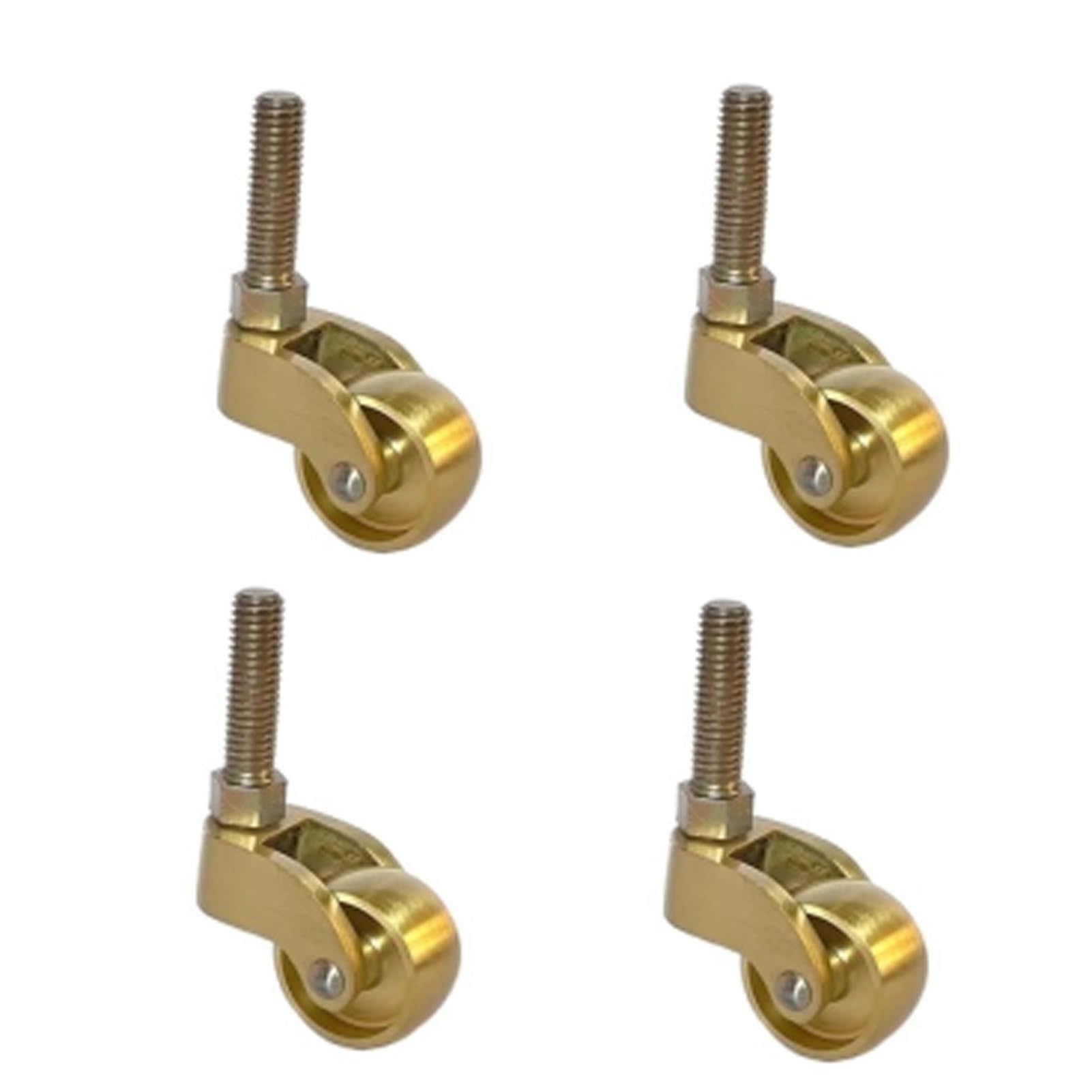 4 Pcs Casters 25mm Solid Brass Wheel, 360° Rod Swivel, Moving Wheels, 1inch Rubber Castors for Furniture, Screw Rod Type, Load 150kg (Color : M8x27mm-A, Size : 25mm)