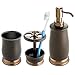 mDesign Metal Bath Accessory Set, Soap Dispenser, Toothbrush Holder, Tumbler - 3 Pieces, Two-Tone Bronze