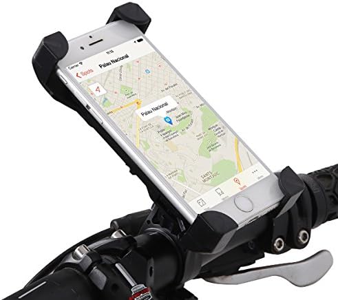 Bike Mount, Universal Cell Phone Bicycle Holder/Motorcycle Holder Cradle Clamp with 360° Rotatable for iPhone, Samsung, HTC, Other Smartphones and GPS Device Up to 9.5cm wide (Black)