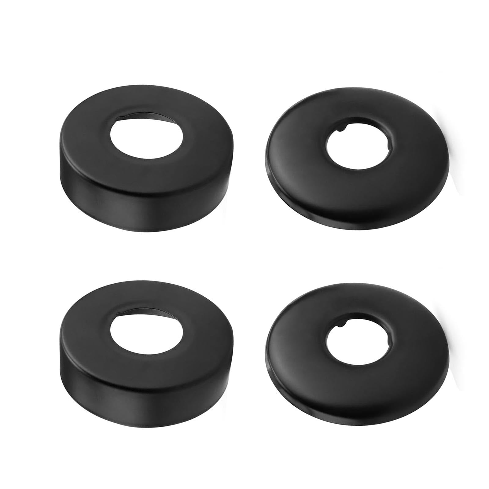 0XBIT Black Stainless Steel Cover Rosette, 4 Pieces Black Shower Rosette, Suitable for 21 mm and 25 mm Angle Valves, Taps, Radiators, Pipe Cover Stainless Steel, Painted Finish