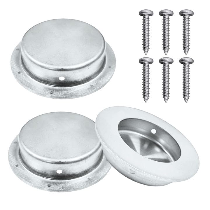 EUPSIIU 3 Pack Flush Recessed Sliding Round Door Pull Handles Hidden Stainless Steel Finger Pulls Hidden Handle,Recessed Sliding Door Handles,for Pocket Door Closet Door Barn Door (Silver)