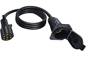 Gonice 6ft 7-Way Trailer Plug Extension Wiring Harness - Plug-N-Play 7-Pin Trailer Wire Cable for Brake & Light Control, Suitable for RVs, Trailers, Campers and Other Towed Vehicles, 10-14AWG