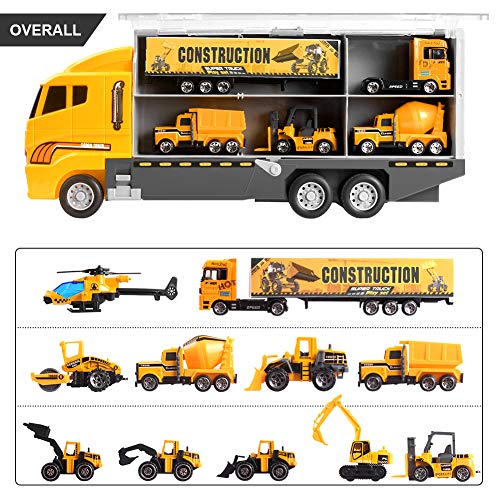 StillCool Toy Truck Car 12 in 1 Die Cast Engine Construction Car Truck Play Vehicle for Girl and Boy Gifts