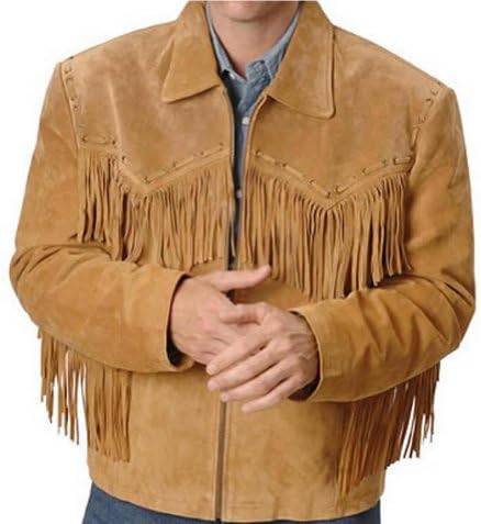100% Genuine Leather Suede Western Jacket with Frings Cowboy
