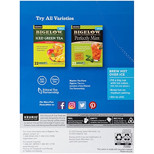 Bigelow Unsweetened Iced Black Tea with Lemon Keurig K Cup Pods, 22