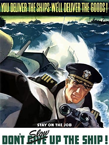 World War II poster of a Navy Commander with binoculars aboard a battleship Poster Print (24 x 33)