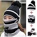 TGOOD Winter Hats for Kids,Children Knitted Hat with Mask,Scarf and Gloves 3-in-1 Set,Beanie Hats Lining Pom-Pom,Soft Warming Scarf and Gloves,Set Warming Lining for Kids Black